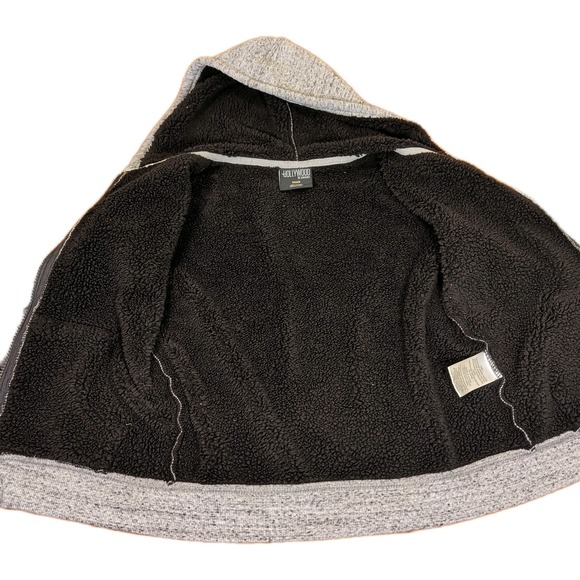 Boys Hollywood By Jean People Heather Gray Hoodie Sherpa Lined Sz small 8 - Picture 8 of 10